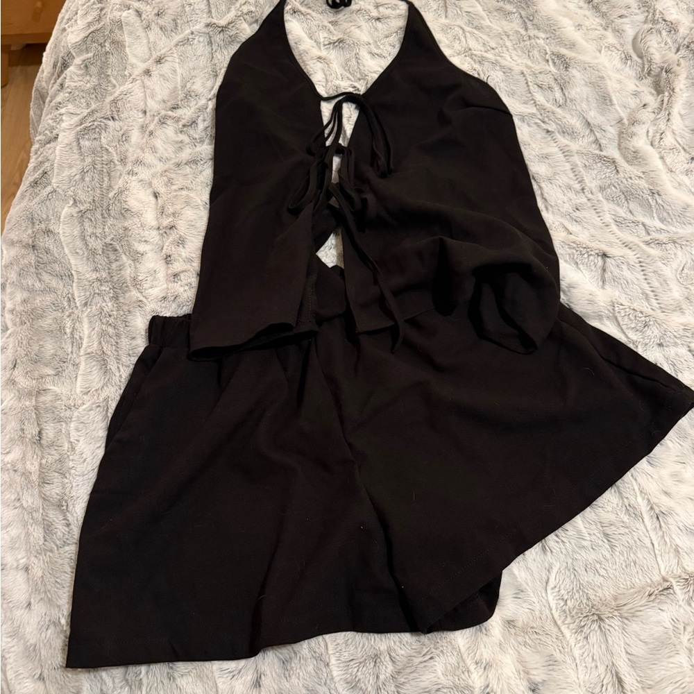 Black Halter Top and Short Set